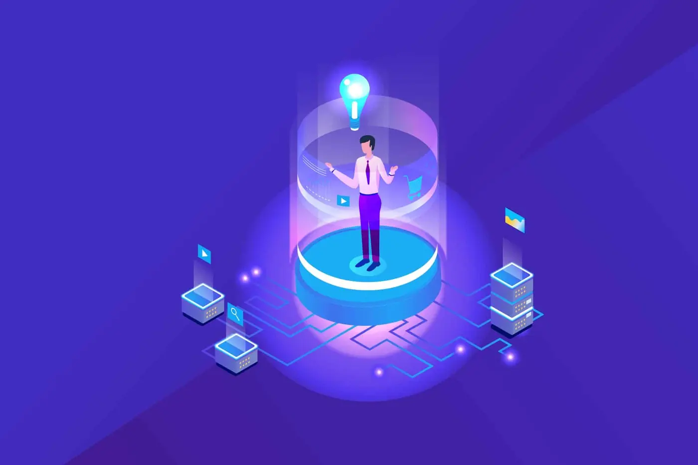 Illustration of AI-powered business tools